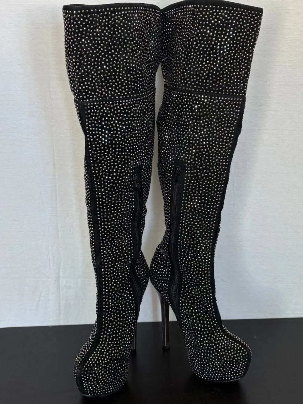 Bella Luna Size 8 Rhinestone Over-the-Knee Platform Stiletto Boots